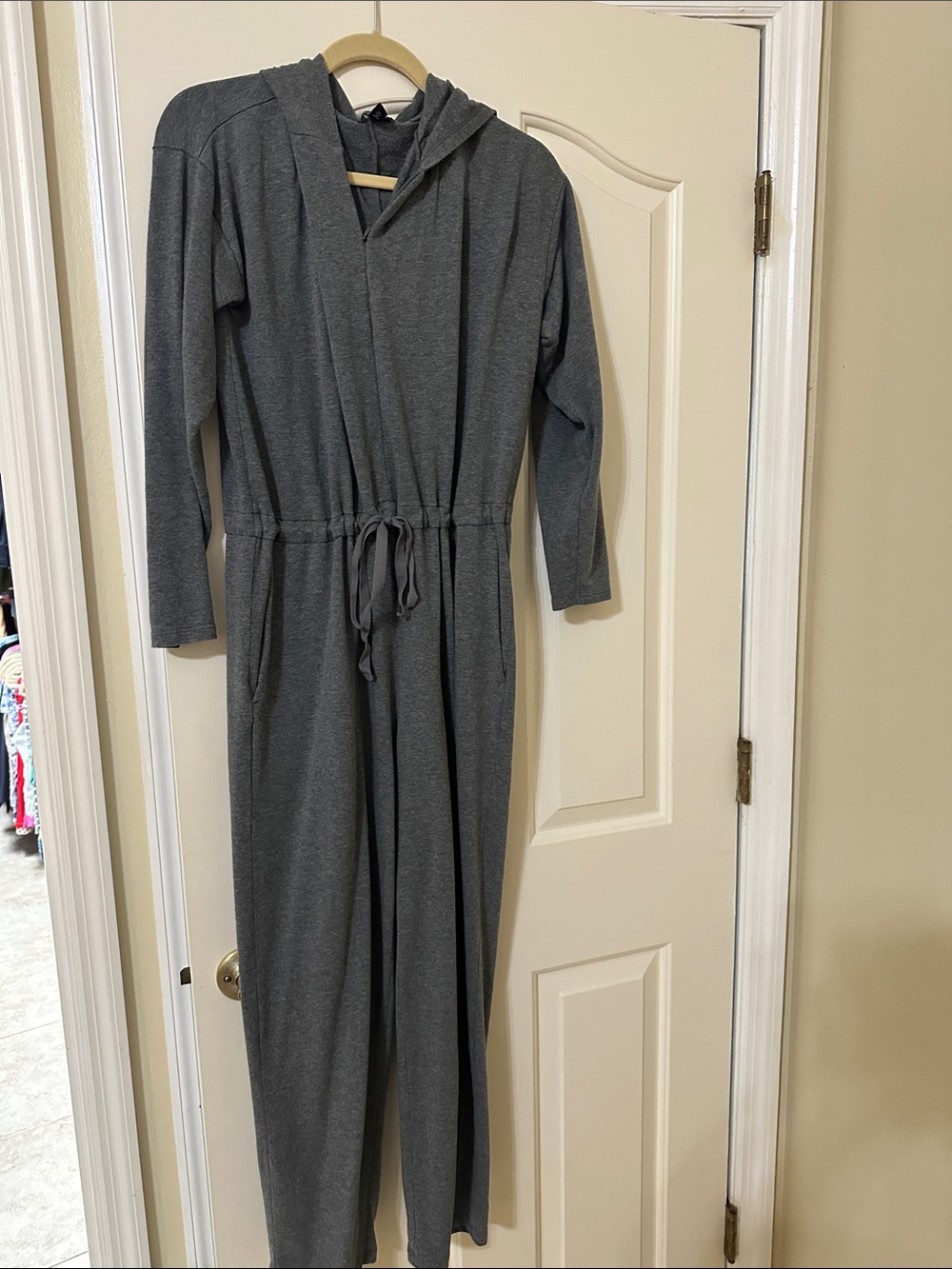 Eileen Fisher Charcoal Gray Hooded Jumpsuit